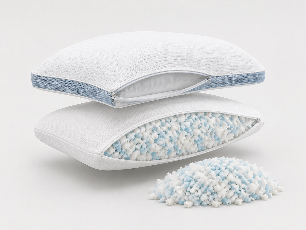 Nuvora Arc pillow removable shredded foam and cooling fiber fill