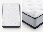Top and close angle views of the Nuvora Balance hybrid mattress
