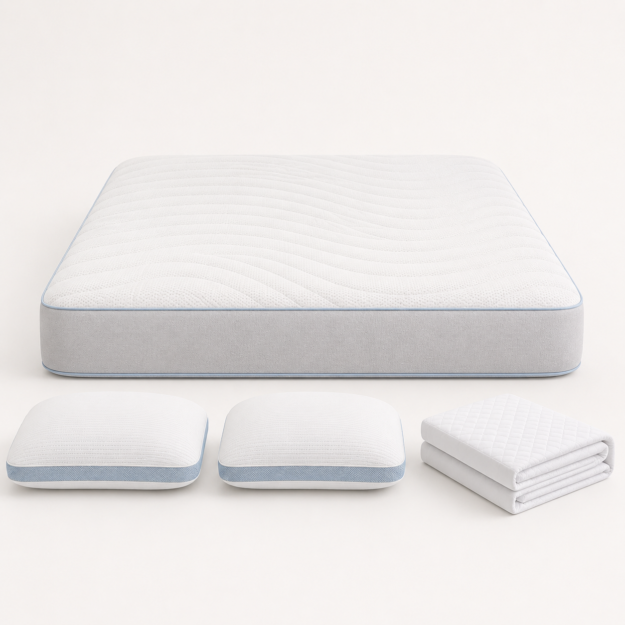 Nuvora complete cooling sleep bundle with mattress pillows and protector